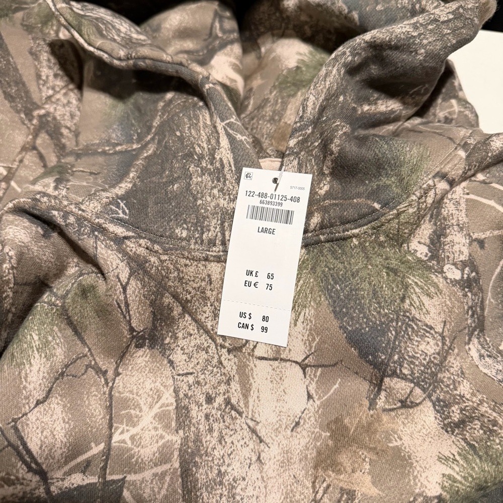 Abercrombie & Fitch AF Essential Popover Hoodie Olive Light Brown Camo Sz Large